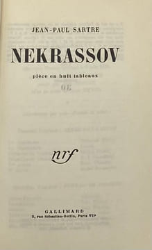 Nekrassov, pièce en huit tableaux.. SARTRE (Jean-Paul).