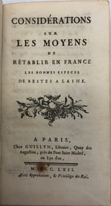 Considérations sur les moyens de rétablir en France les bonnes espèces de bestes à laine.