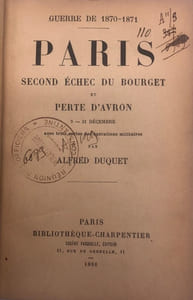 Guerre de 1870-1871. Paris, second échec du Bourget et perte d'Avron. (9-31 décembre)