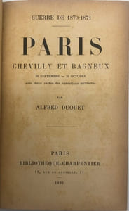 Guerre de 1870-1871. Paris, Chevilly et Bagneux. 20 septembre-20 octobre