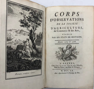 Corps d'observations de la Société d'agriculture, du commerce & des arts. établie par les États de Bretagne. I. Années 1757 & 1758. - II. Années 1759 & 1760