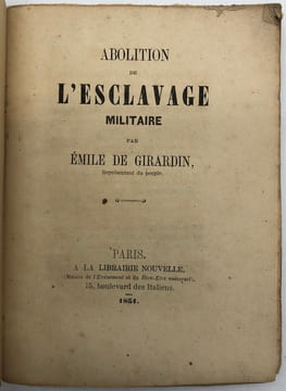 Abolition de l'esclavage militaire.. GIRARDIN (Emile de).