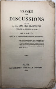 Examen des discussions relatives à la loi des élections pendant la session de 1819.