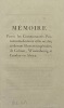 Mémoire pour les communautés protestantes des trois villes mixtes. ci-devant libres et impériales, de Colmar, Wissembourg et Landau en Alsace. ...