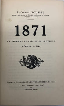 1871. La Commune à Paris et en province. (février-mai). ROUSSET