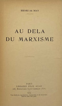 Au-delà du marxisme. Nouvelle édition. MAN (Henri de).
