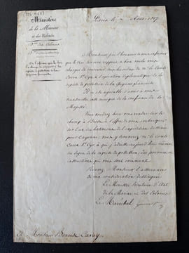 Ministère de la marine et des colonies. L.S.. GOUVION SAINT-CYR (Laurent de).