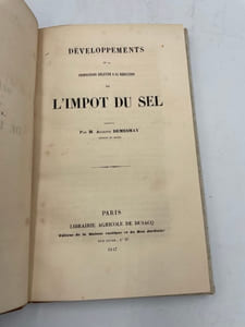 Développements de la proposition relative à la réduction de l'impôt du sel.