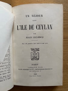 Un séjour dans l'île de Ceylan.