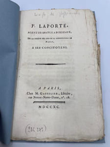 J. Laporte, agent de change à Bordeaux. de la Société des amis de la constitution de Paris, à ses concitoyens