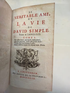 Le Véritable ami, ou La Vie de David Simple. Traduit de l'Anglois [par Pierre-Antoine de La Place]. [FIELDING (Sarah)].
