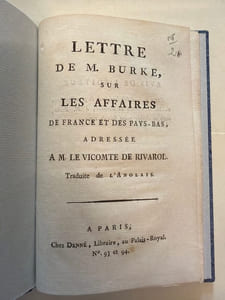 Lettre sur les affaires de France et des Pays-Bas ;. adressée à M. le vicomte de Rivarol. Traduite de l'anglais