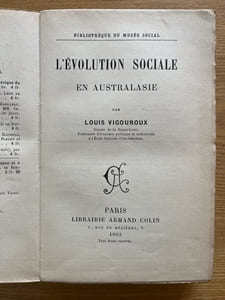 L'Evolution sociale en Australasie.
