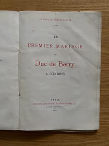 Le Premier mariage du duc de Berry à Londres.