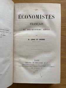 Les Economistes français du dix-huitième siècle.