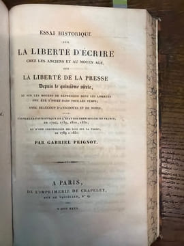 De la Liberté de la presse avant Louis XIV ;. à propos d'un petit livre intitulé : Au tigre de la France. NODIER (Charles).