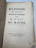 R&eacute;ponse au dernier m&eacute;moire instructif de M. le duc du Maine.. [AFFAIRE DES PRINCES]. 