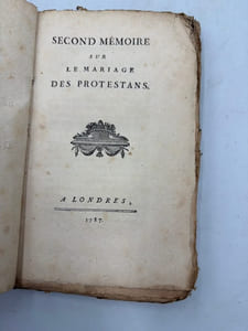 Second mémoire sur le mariage des Protestans.