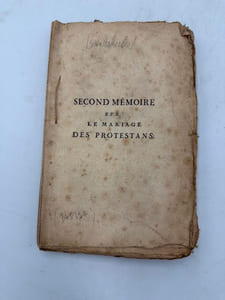 Second mémoire sur le mariage des Protestans.