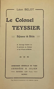 Le colonel Teyssier. défenseur de Bitche. BELOT (Léon)