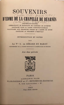 De Bergerac à Quiberon (1789-1795). Souvenirs. Introduction et notes par le Vte G. de Gérard du Barry. LA CHAPELLE DE BÉARNES (Edme de)