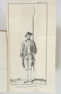 Ordonnance du Roi pour régler l'exercice de l'infanterie. Du 1er janvier 1766 [suivi de 12] Planches gravées d'après plusieurs positions dans lesquelles doivent se trouver les soldats, conformément à l'ordonnance du Roi de l'exercice de l'infanterie. Du 1er janvier 1766 [suivi de 37 planches de manoeuvres]