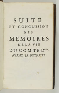 Les mémoires de la vie du comte D*** avant sa retraite. Contenant diverses avantures qui peuvent servir d'instruction à ceux qui ont à vivre dans le grand Monde. Redigez par Mr. de Saint-Evremont