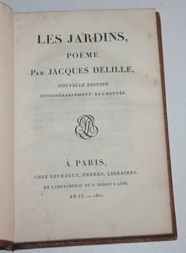 Les jardins ou l'art d'embellir les paysages. Poëme en quatre chants. DELILLE (Jacques)