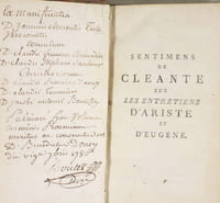 Sentimens de Cléante sur les entretiens d'Ariste et d'Eugène. Quatrième édition revue et corrigée; où l'on a joint les deux factums du même auteur, pour Jacques le Brun