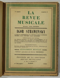 Igor Strawinsky. Numéro spécial de la Revue Musicale, 1er décembre 1923 [Suivi du supplément musical :] Portrait, pour piano, par Emerson Whithorne