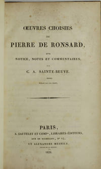 Oeuvres choisies de Pierre de Ronsard, avec notices, notes et commentaires par C. A. Sainte-Beuve