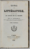 Cours de littérature faisant suite au Lycée de La Harpe. BOUCHARLAT (J.-L.)
