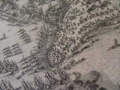 Gravure. Le Siège de La Rochelle.Sous le ministère du Cardinal de Richelieu.