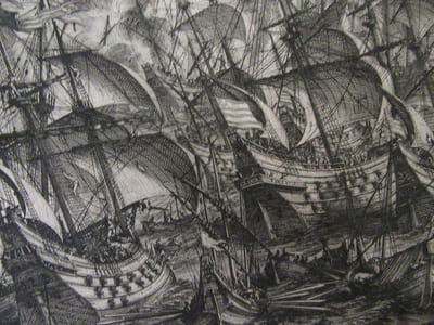 Gravure. Le Siège de La Rochelle.Sous le ministère du Cardinal de Richelieu.