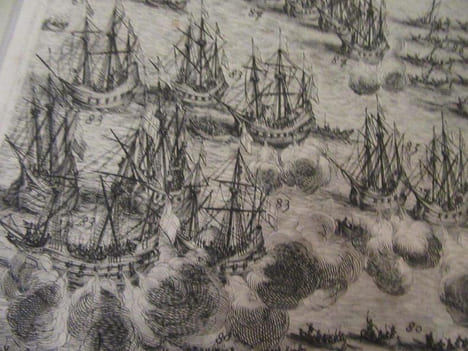 Gravure. Le Siège de La Rochelle.Sous le ministère du Cardinal de Richelieu.. CALLOT Jacques. 1592-1635.