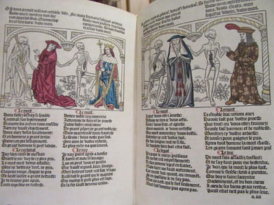La Danse Macabre des Femmes suivie de la danse nouvelle des Hommes augmentée du Dit des trois morts et des trois vifs,du Débat d'un corps et d'une àme,et de la Complainte d'une àme damnée. 2 vols.
