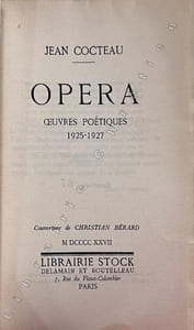 Opéra, oeuvres poétiques 1925-1927. 