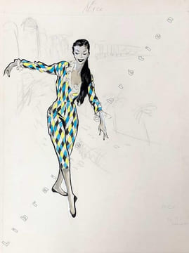 "Belle Arlequine sur la promenade des Anglais à Nice". . BRENOT (Pierre-Laurent).
