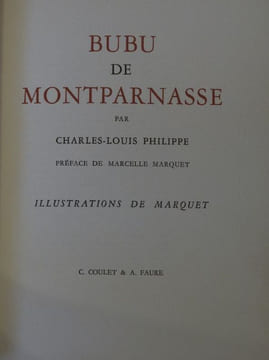 Bubu de Montparnasse. . PHILIPPE (Charles-Louis). MARQUET (Pierre-Albert).