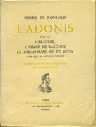 L'Adonis suivi de Narcisse, L'Hymne de Bacchus, la Paraphrase de Te Deum ainsi que de diverses poésies.  par RONSARD (Pierre de).  COURBOULEIX.  - Image 2