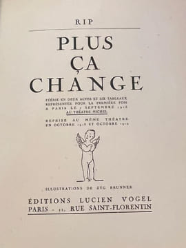 Plus ça change. . POIRET (Paul). RIP (Georges). BRUNNER (Zyg).