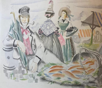 Costumes de notre terroir accompagné de trois dessins à la gouache.. BRUN (Charles). CLAVE, BEUVILLE, SAINTE-CROIX (G. de).