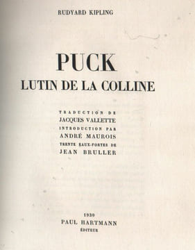 Puck, lutin de la colline.. KIPLING (Rudyard). BRULLER (Jean).