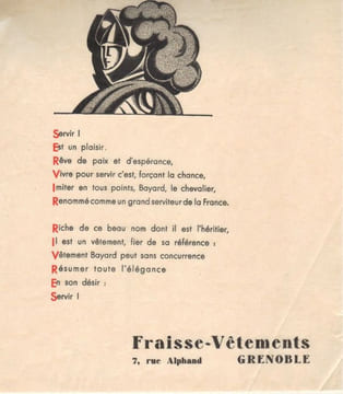Fraisse Vêtements-Grenoble. Servir.. BAYARD VÊTEMENTS. HEMJIC (Marcel-Jacques).