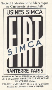 Fiat Simca 11 CV.. AUTOMOBILES FIAT. KOW (diminutif de Kojewnikow, Alexis).