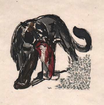 "Panthère déchiquetant sa proie - Poèmes barbares".. LECONTE DE LISLE. JOUVE (Paul).