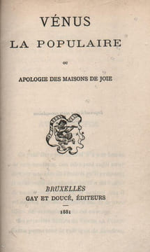 Vénus la populaire ou Apologie des maisons de joie. . MANDEVILLE (Bernard de). CHAIRVEL (J.).