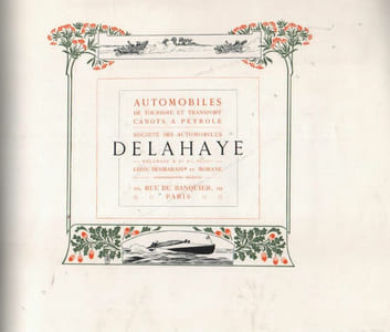 Automobiles de tourisme et transport, canots à pétrole Delahaye.