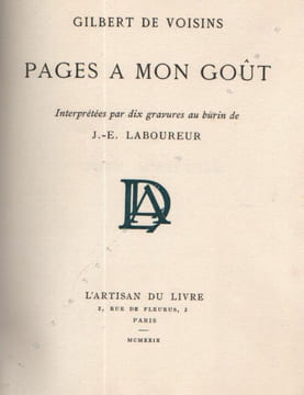 Pages à mon goût.. GILBERT de VOISINS (Auguste). LABOUREUR (Jean-Emile).