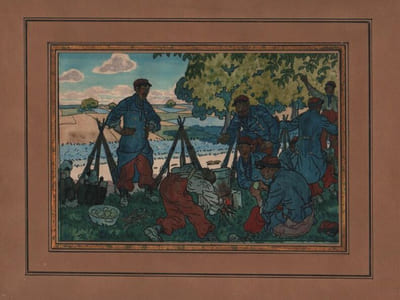 "Bivouac en pantalon garance".
